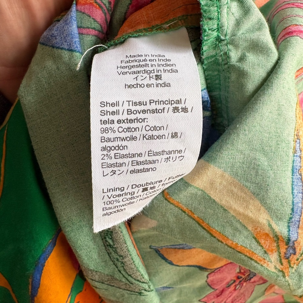 J. Crew Green Smocked Midi Dress | 100% Cotton | Farm Rio Vibes | Size 8 - Picture 11 of 14